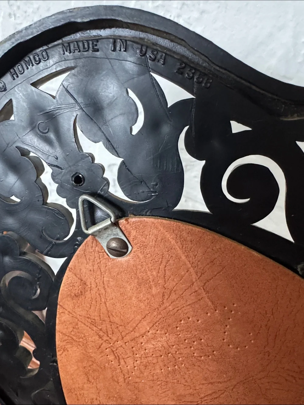 Vintage Homco Ornate Oval Mirror with Black & Gold Frame